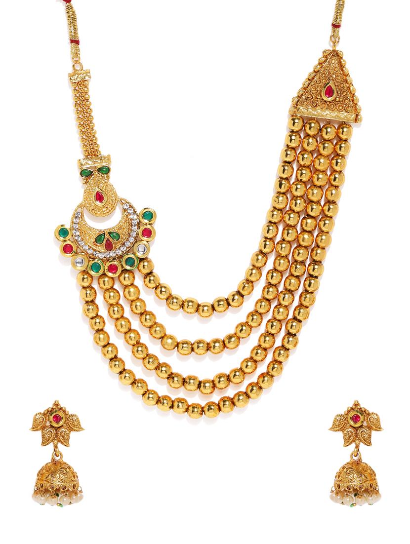 gold brass set & drop earrings - 16967482 - Zoom Image - 1