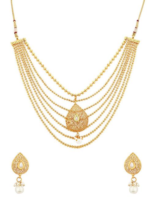 gold brass set & drop earrings - 16967486 - Standard Image - 1