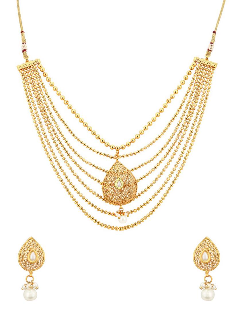 gold brass set & drop earrings - 16967486 - Zoom Image - 1