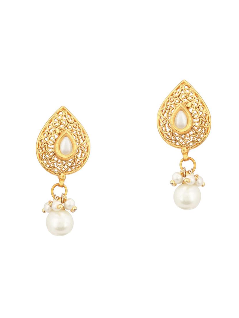 gold brass set & drop earrings - 16967486 - Zoom Image - 3