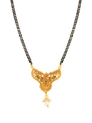 gold brass mangalsutra & drop earrings - 16967496 - Standard Image - 2
