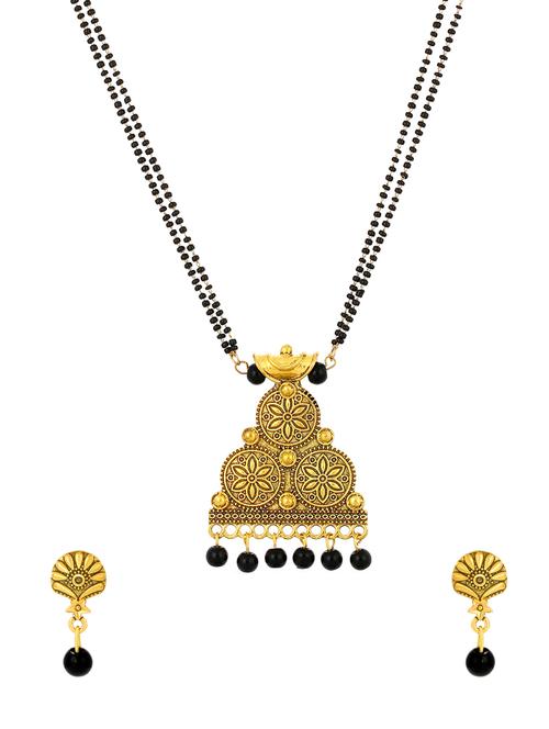gold brass mangalsutra & drop earrings - 16967506 - Standard Image - 1