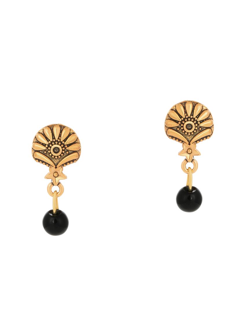 gold brass mangalsutra & drop earrings - 16967506 - Zoom Image - 3