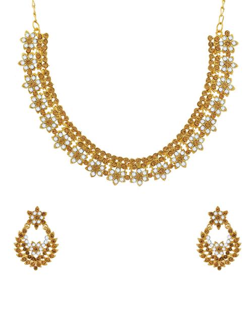 gold brass necklaces and earring - 16967513 - Standard Image - 1