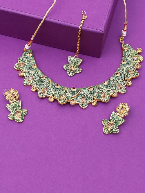 green brass necklaces and earring - 16967518 - Standard Image - 1