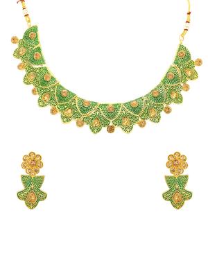 green brass necklaces and earring - 16967518 - Standard Image - 2