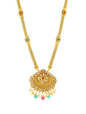 gold brass long set & drop earrings - 16967536 - Standard Image - 2