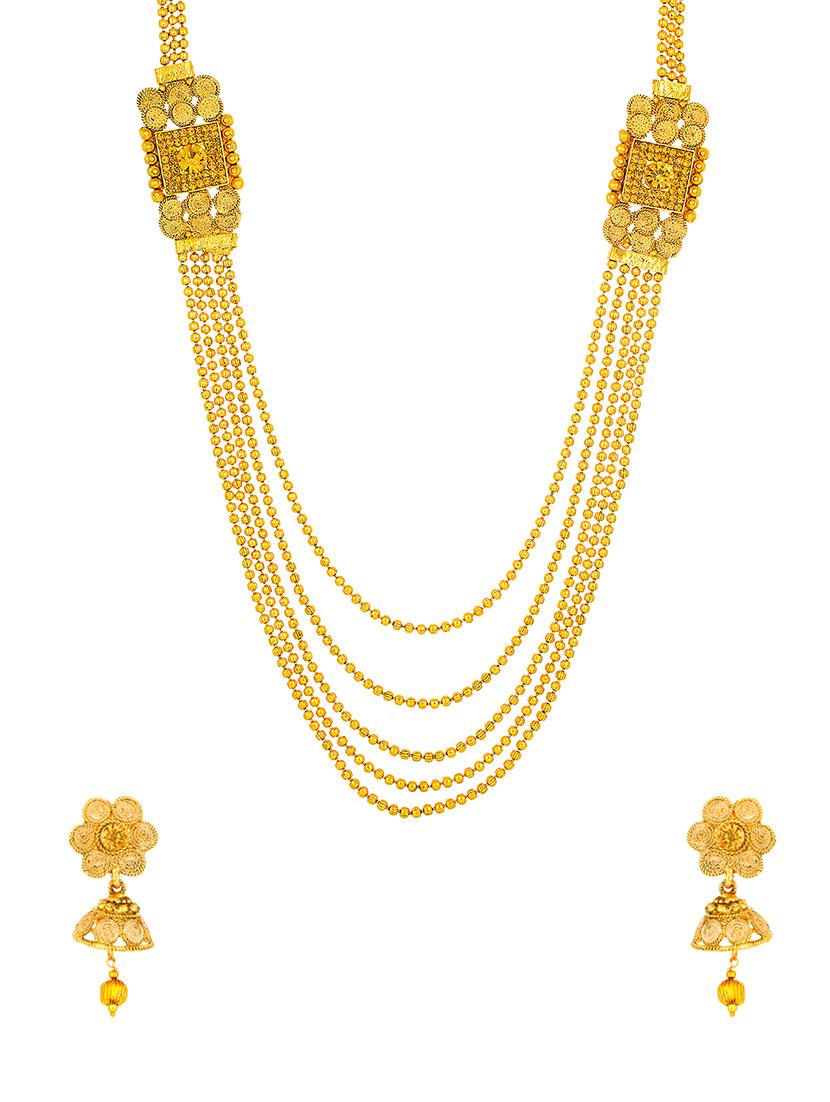 gold brass set & drop earrings - 16967540 - Zoom Image - 1