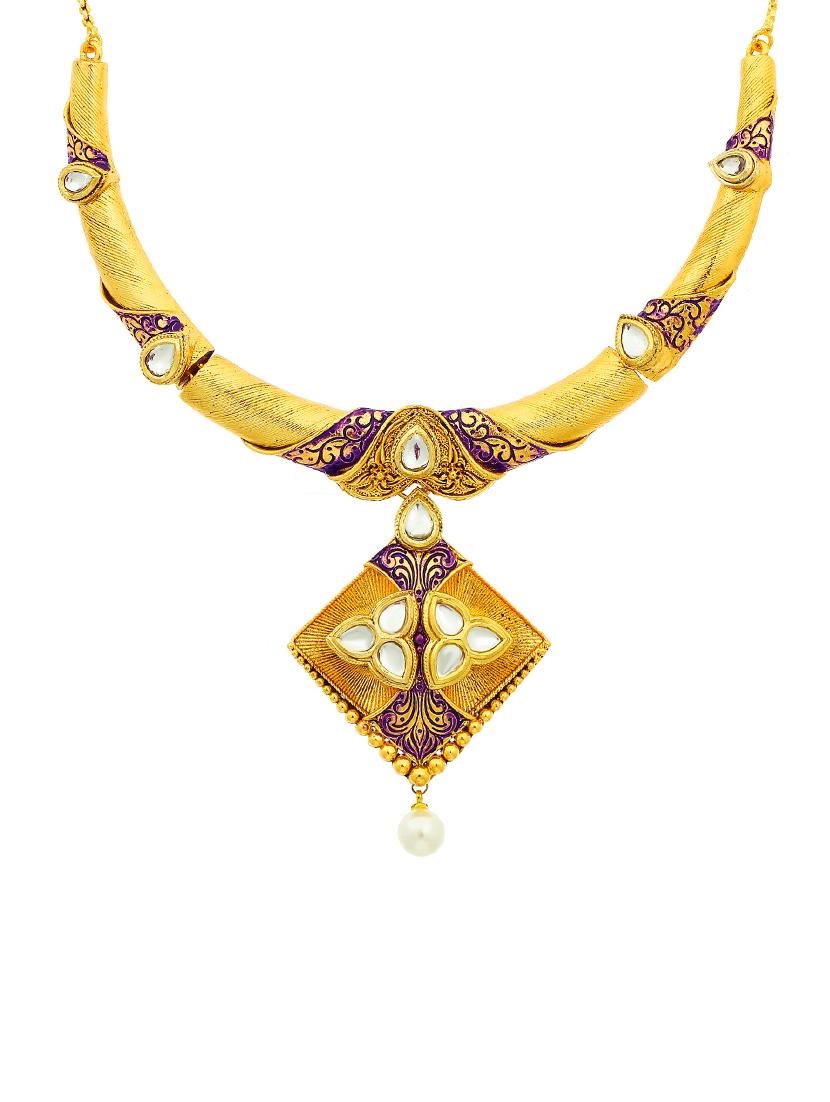 gold brass set & drop earrings - 16967542 - Zoom Image - 2