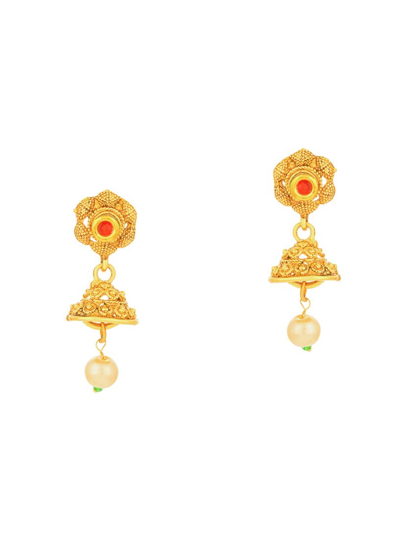 gold brass set & drop earrings - 16967569 - Zoom Image - 3