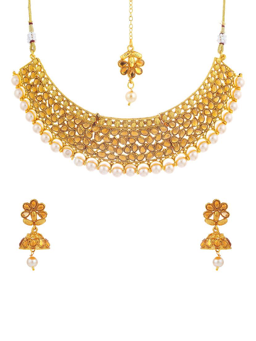 gold brass necklaces and earring - 16967571 - Zoom Image - 1
