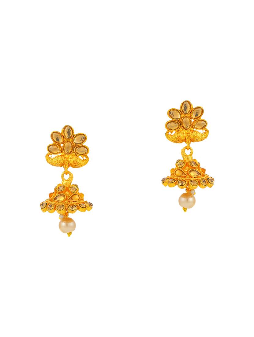 gold brass set & drop earrings - 16967572 - Zoom Image - 2