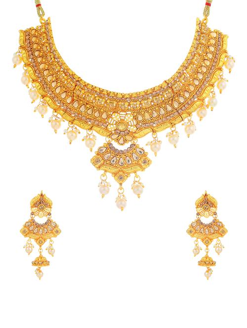 gold brass necklaces and earring - 16967573 - Standard Image - 1