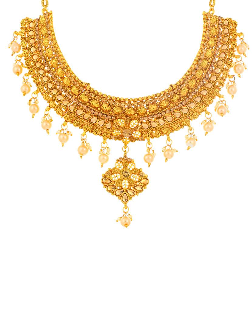 gold brass necklaces and earring - 16967574 - Zoom Image - 2