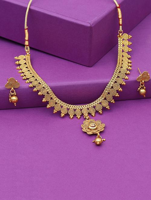 gold brass set & drop earrings - 16967578 - Standard Image - 1