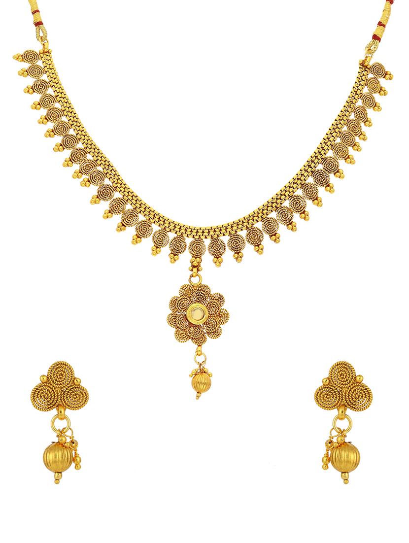gold brass set & drop earrings - 16967578 - Zoom Image - 2