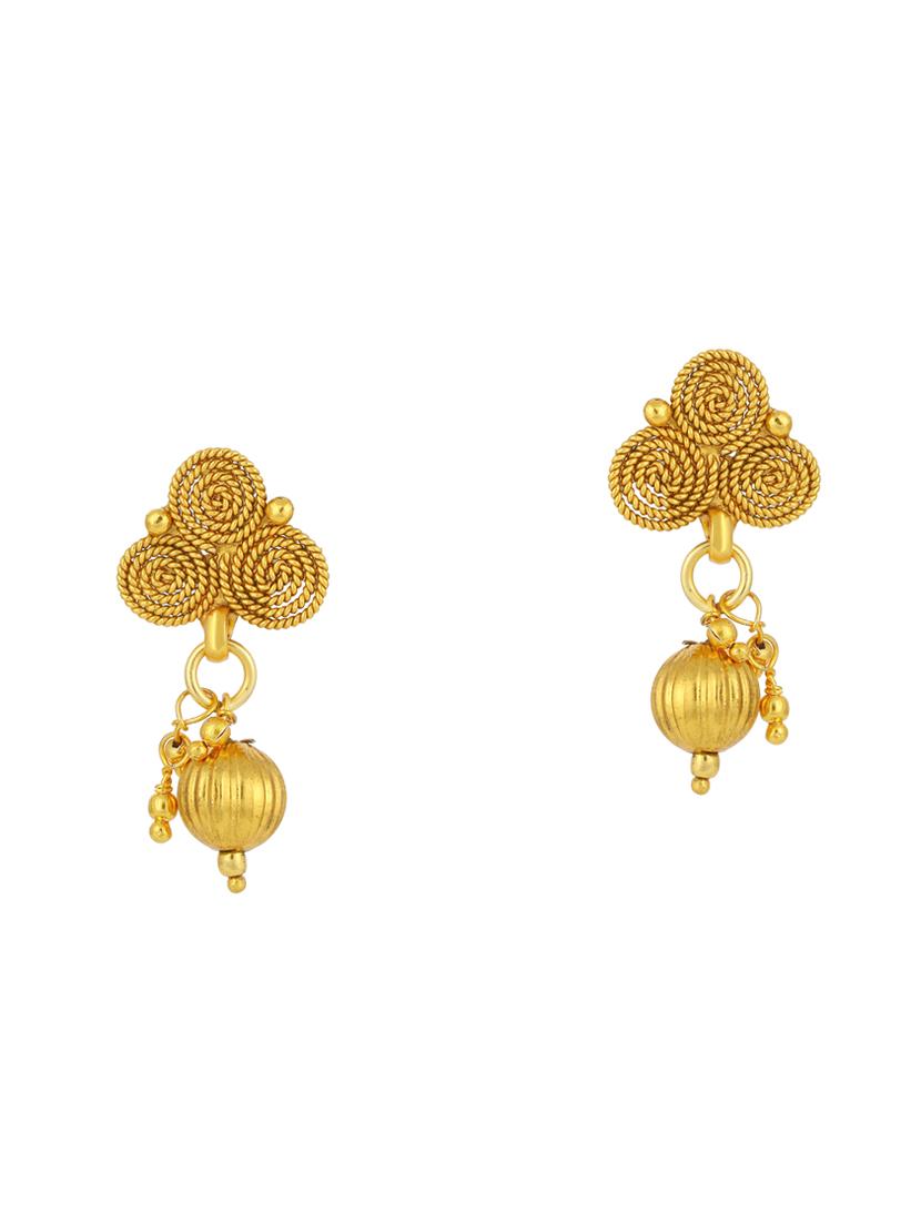 gold brass set & drop earrings - 16967578 - Zoom Image - 4