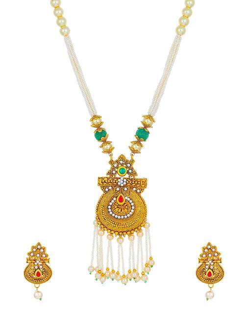 gold brass pendants and earring - 16967580 - Standard Image - 1