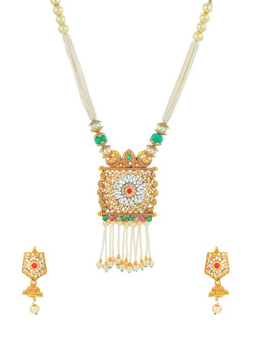 gold brass pendants and earring - 16967581 - Standard Image - 1