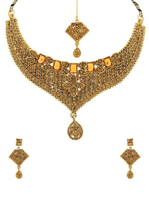 gold brass set & drop earrings - 16967598 - Standard Image - 1