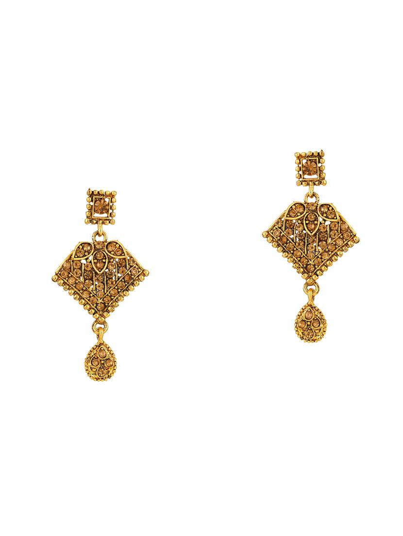 gold brass set & drop earrings - 16967598 - Zoom Image - 3