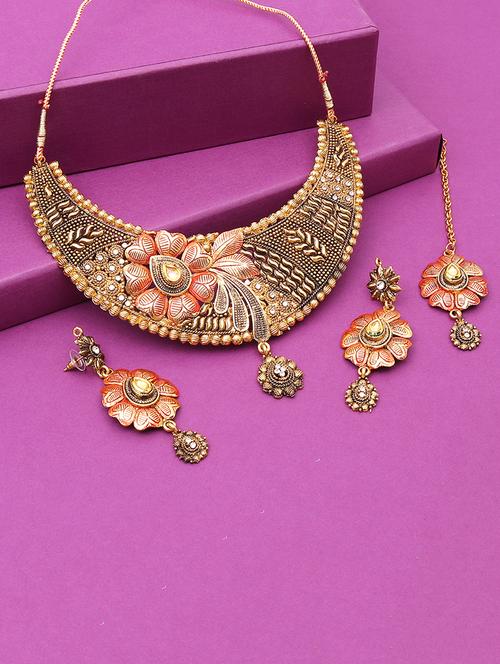gold brass set & drop earrings - 16967600 - Standard Image - 1