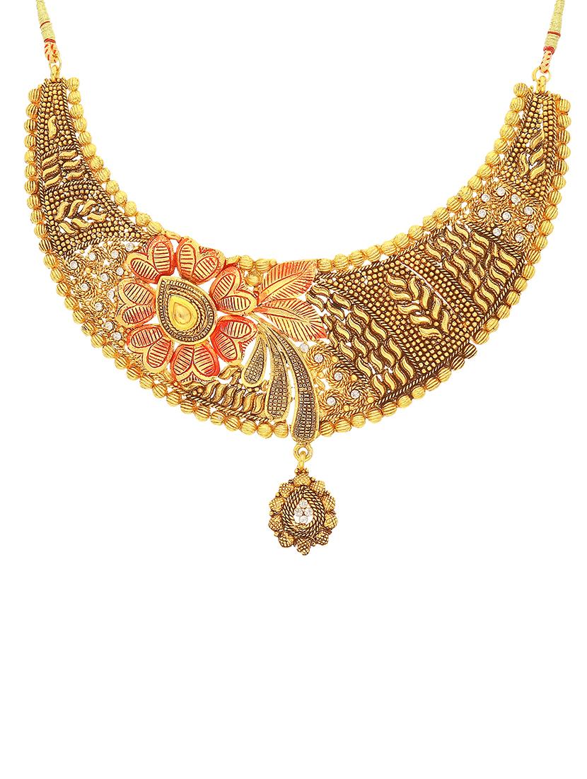 gold brass set & drop earrings - 16967600 - Zoom Image - 3
