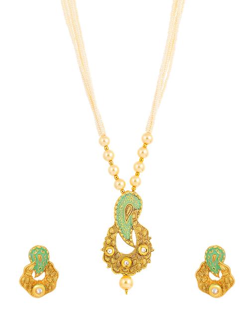 green brass necklaces and earring - 16967601 - Standard Image - 1