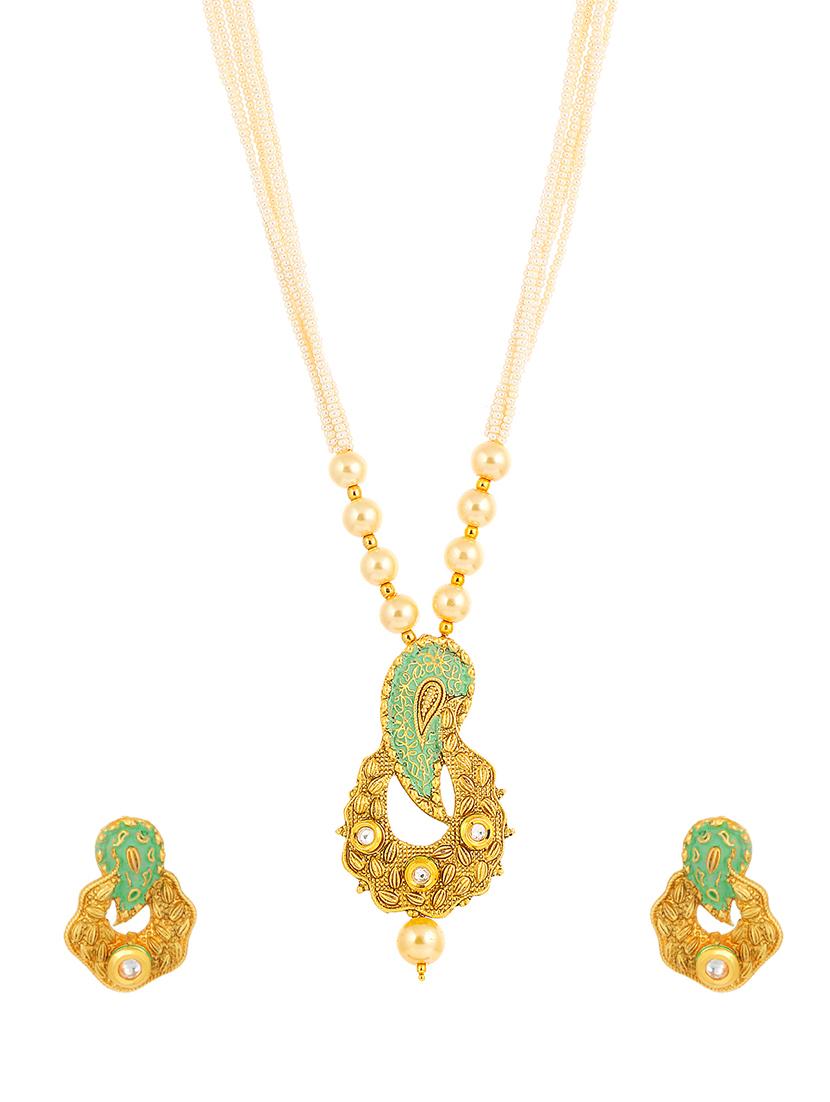 green brass necklaces and earring - 16967601 - Zoom Image - 1