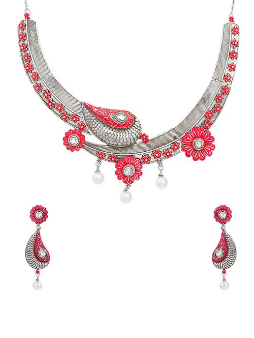 pink brass set & drop earrings - 16967606 - Standard Image - 1