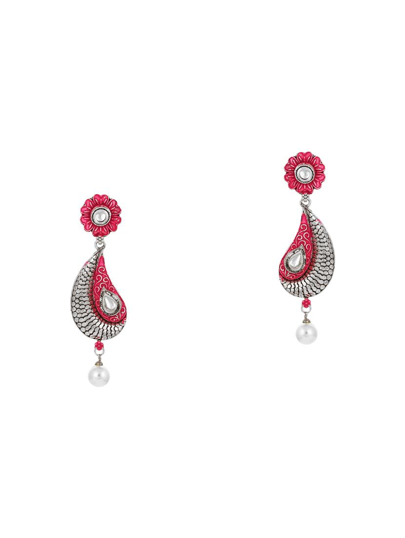 pink brass set & drop earrings - 16967606 - Zoom Image - 3