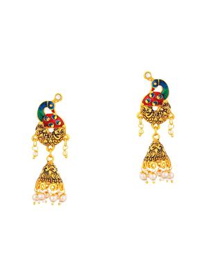 multi colored brass set & drop earrings - 16967607 - Standard Image - 3