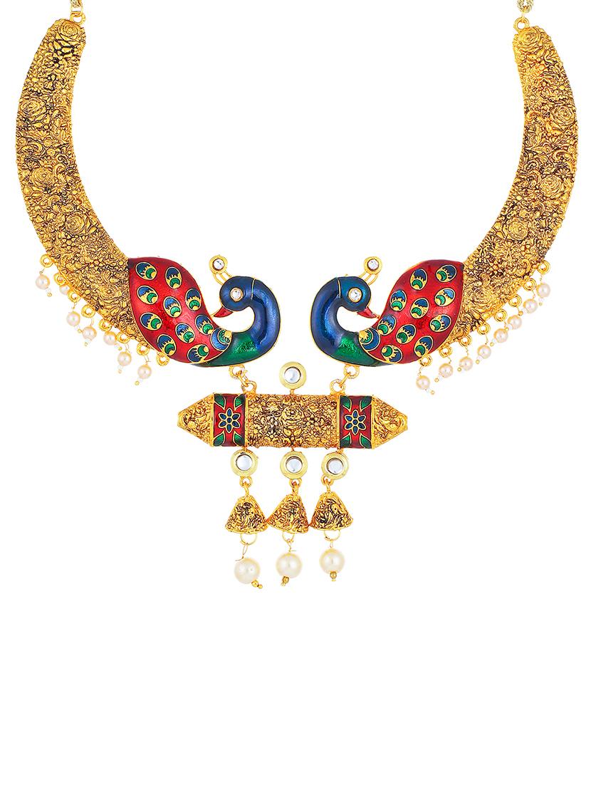 multi colored brass set & drop earrings - 16967607 - Zoom Image - 2
