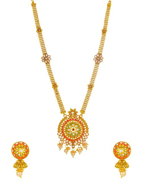 gold brass pendants and earring - 16967616 - Standard Image - 1