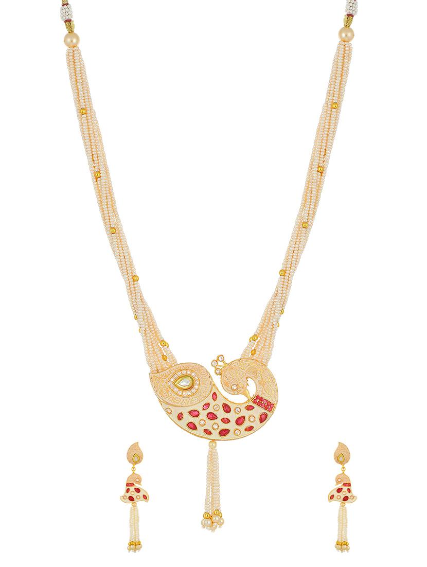 red brass set & drop earrings - 16967629 - Zoom Image - 1