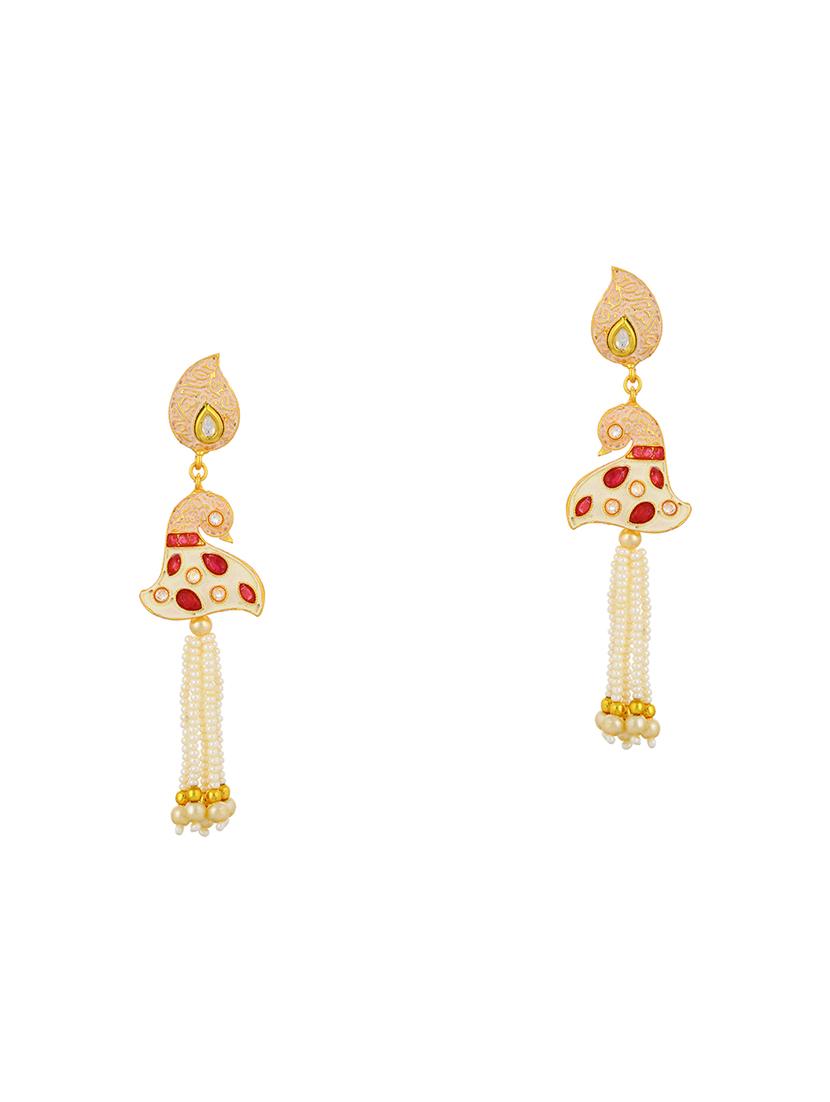 red brass set & drop earrings - 16967629 - Zoom Image - 3