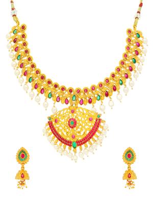 red gold brass set & drop earrings - 16967636 - Standard Image - 2