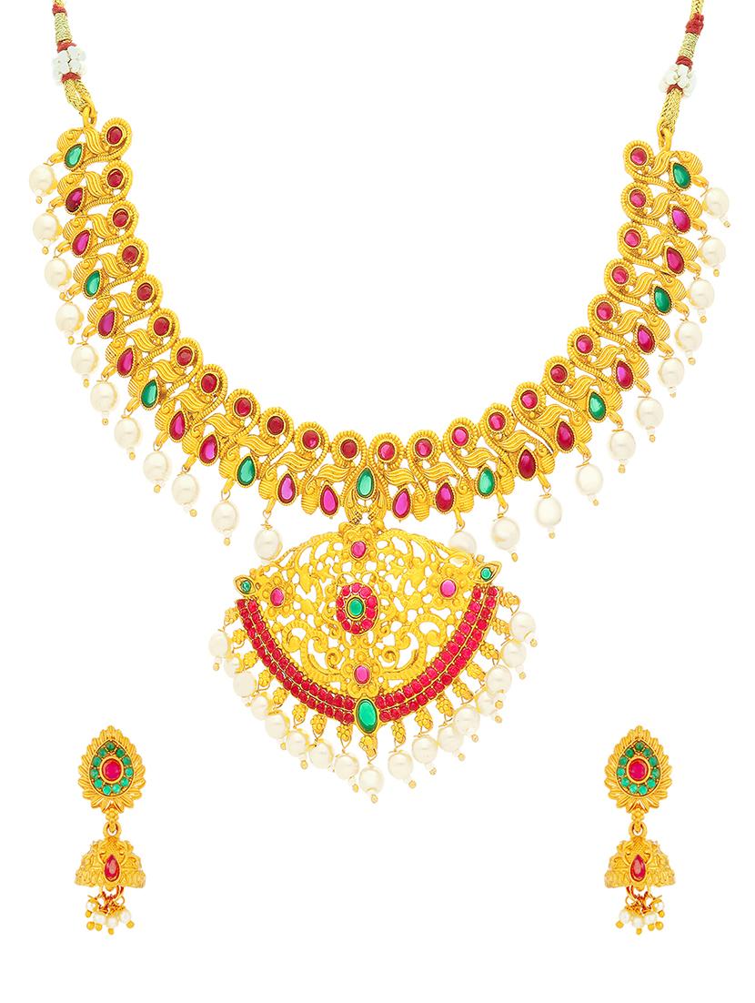 red gold brass set & drop earrings - 16967636 - Zoom Image - 2