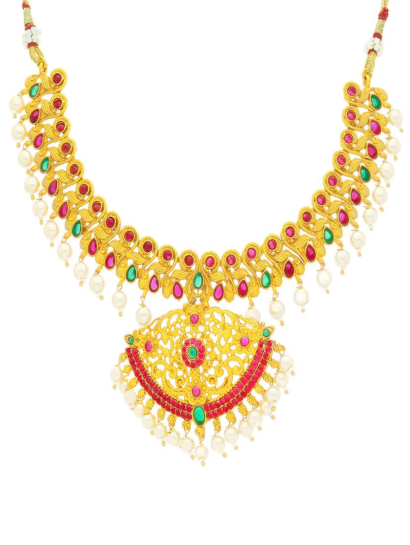 red gold brass set & drop earrings - 16967636 - Zoom Image - 3