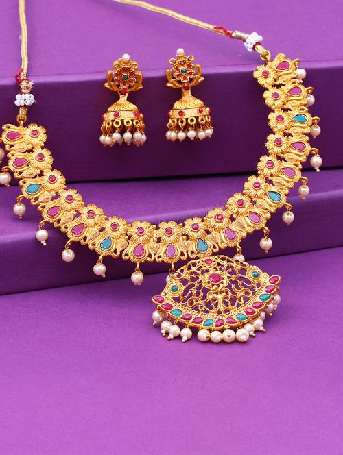 multi gold brass set & drop earring - 16967638 - Standard Image - 1