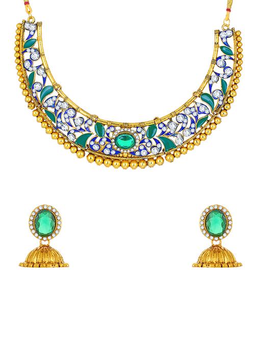 gold brass necklaces and earring - 16967645 - Standard Image - 1