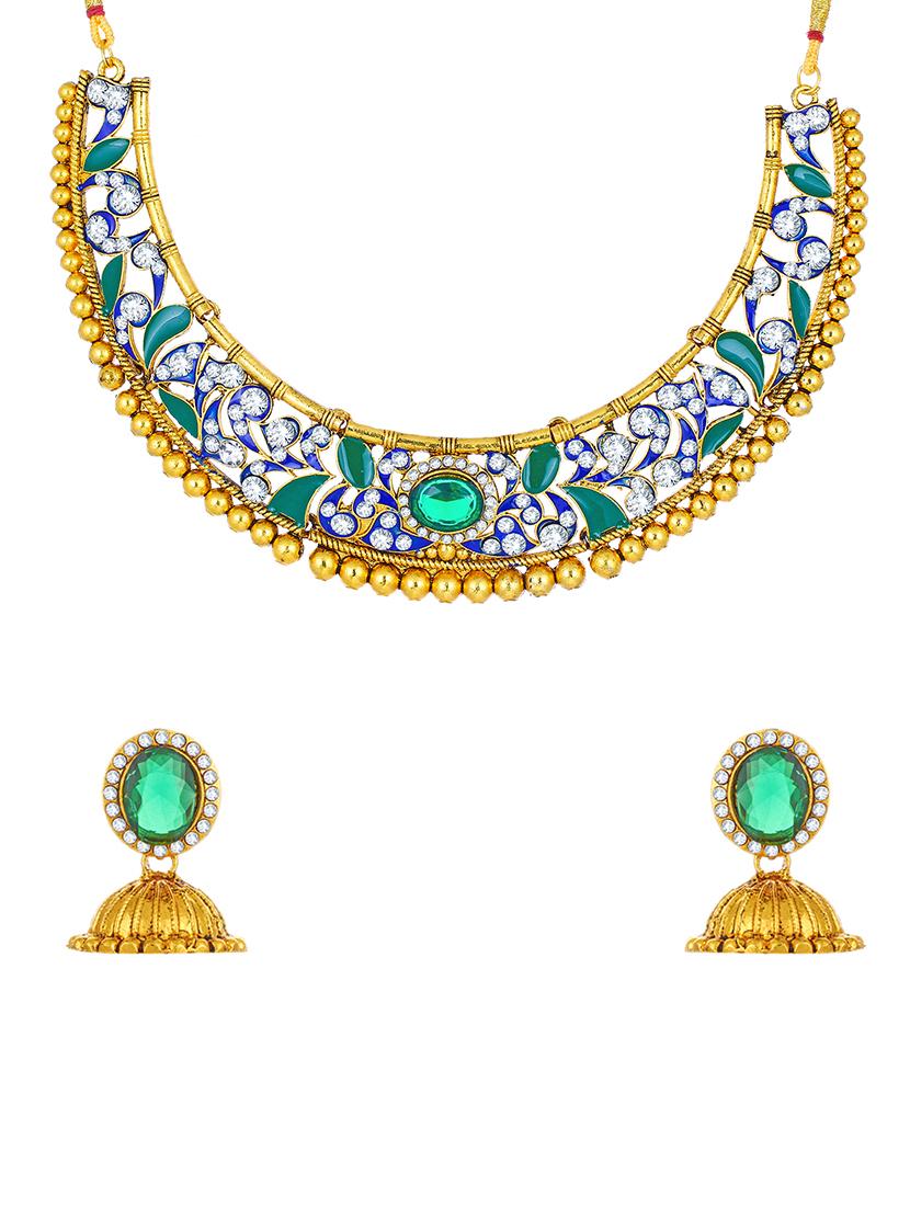 gold brass necklaces and earring - 16967645 - Zoom Image - 1