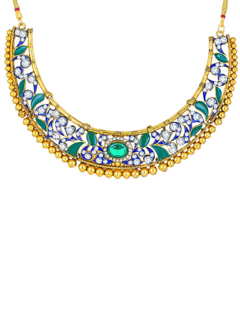 gold brass necklaces and earring - 16967645 - Zoom Image - 2
