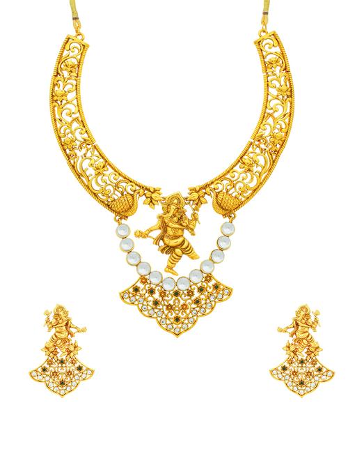 gold brass necklaces and earring - 16967646 - Standard Image - 1