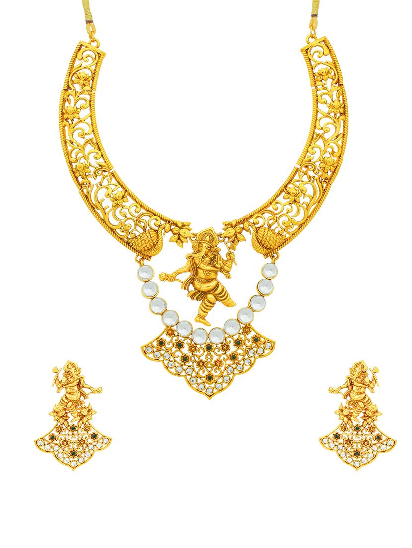 gold brass necklaces and earring - 16967646 - Zoom Image - 1