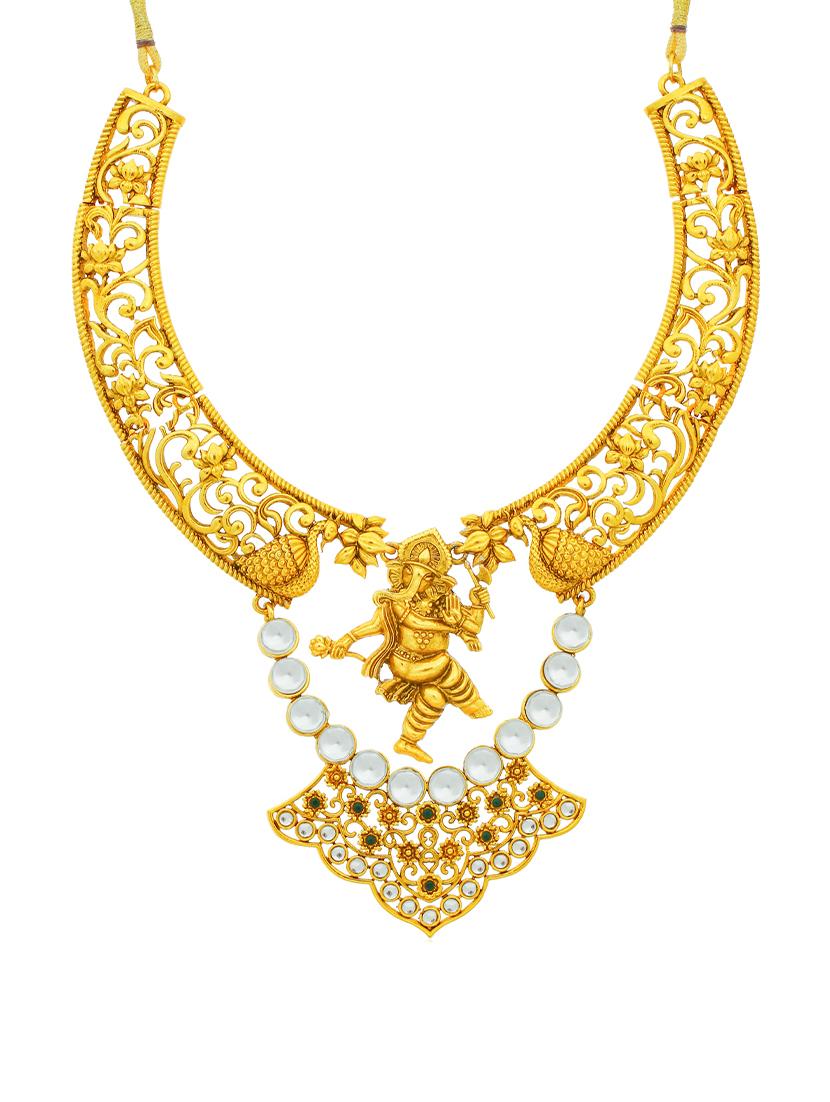 gold brass necklaces and earring - 16967646 - Zoom Image - 2