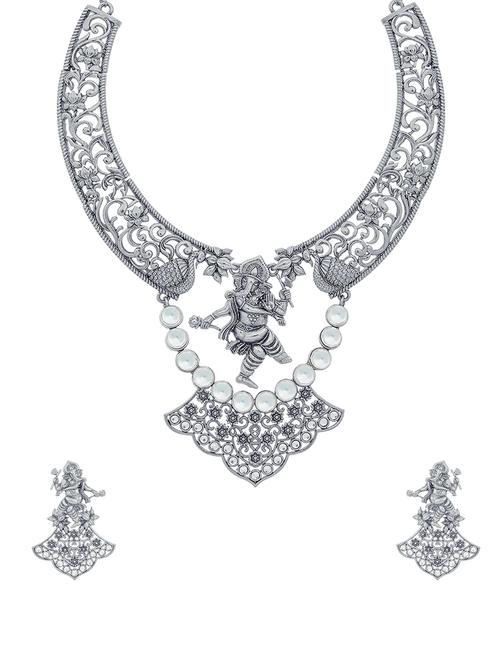 silver brass necklaces and earring - 16967647 - Standard Image - 1