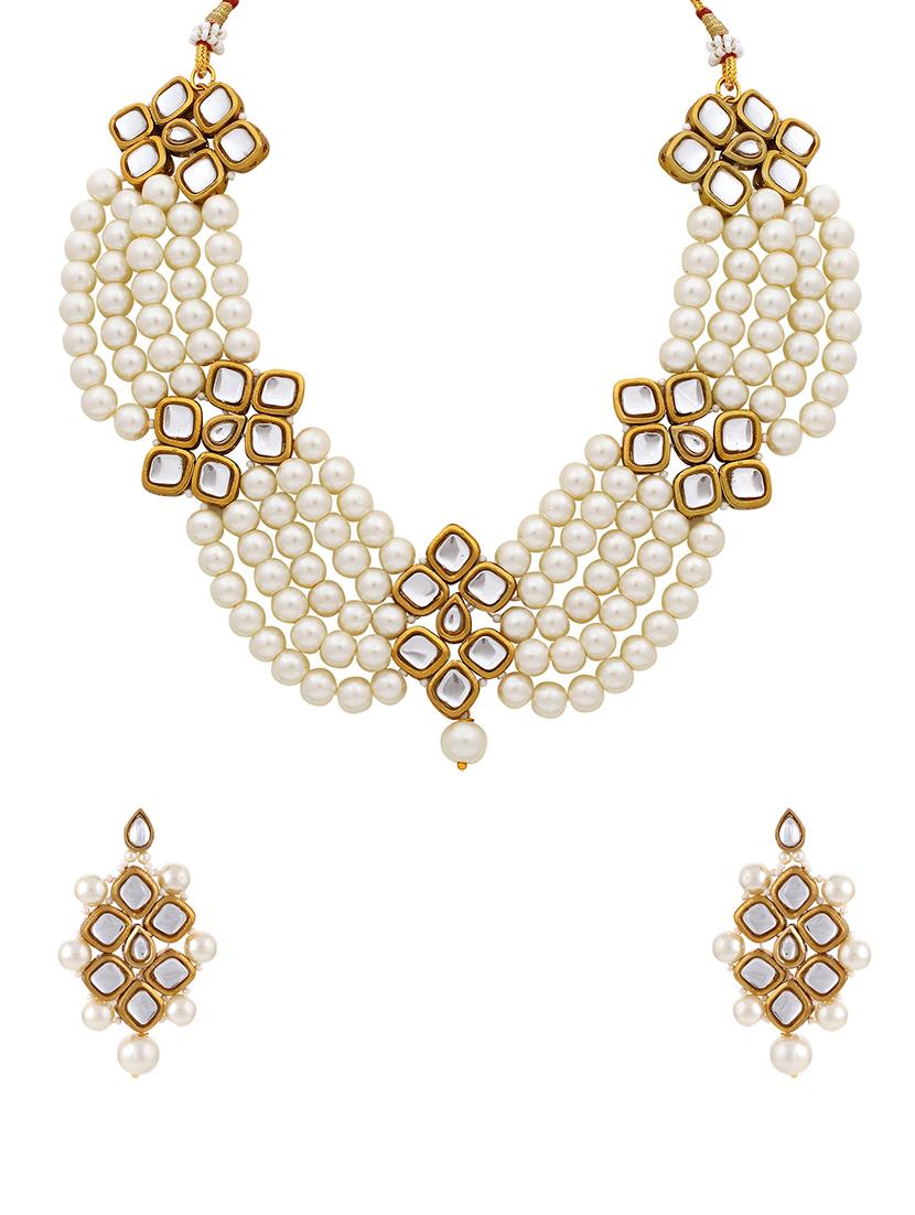 gold brass set & drop earring - 16967654 - Zoom Image - 1