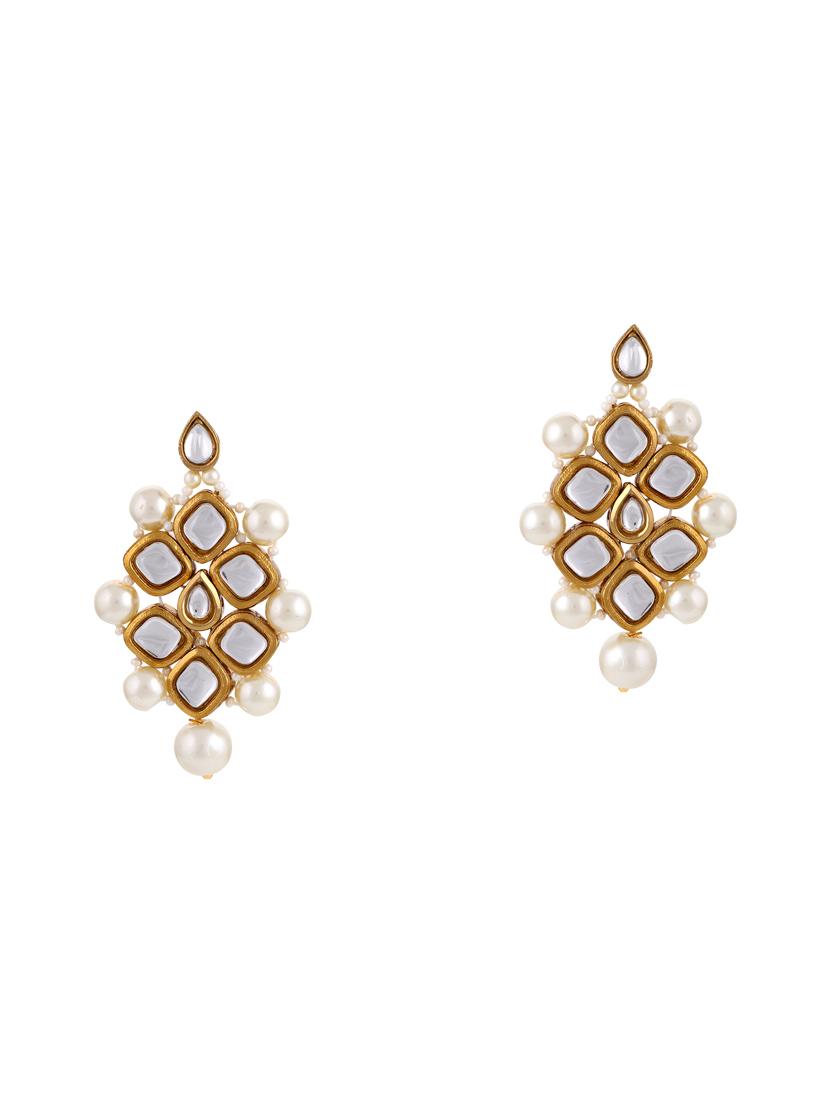 gold brass set & drop earring - 16967654 - Zoom Image - 3