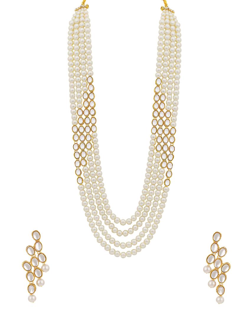 gold brass set & drop earring - 16967655 - Zoom Image - 1